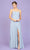 Eureka Fashion - 9611 Straight Across A-Line Dress with Slit Bridesmaid Dresses XS / Dusty Blue