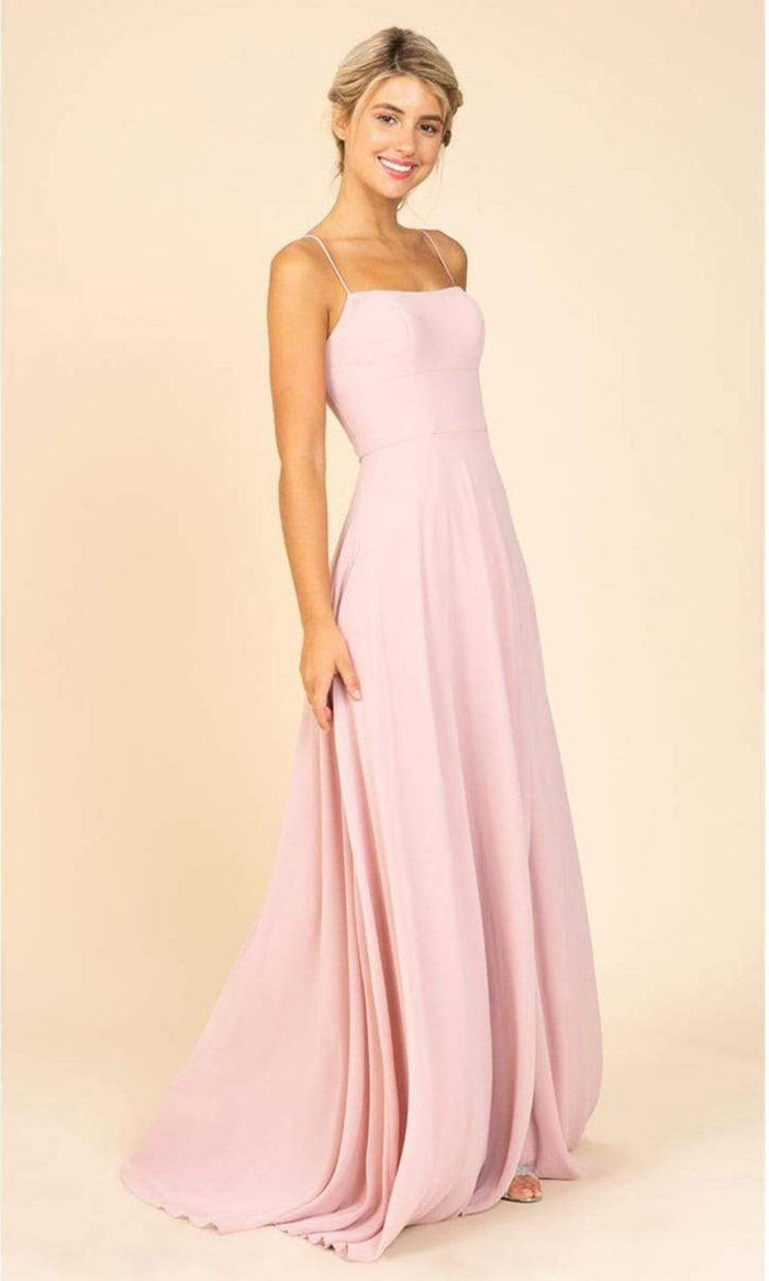 Eureka Fashion - 9611 Straight Across A-Line Dress with Slit Bridesmaid Dresses XS / Dusty Rose