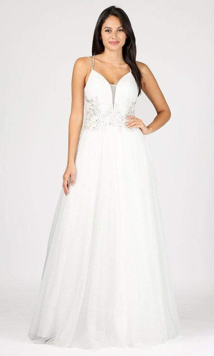 Eureka Fashion - 9797 Floral Glittered A-line Dress Prom Dresses XS / Off White