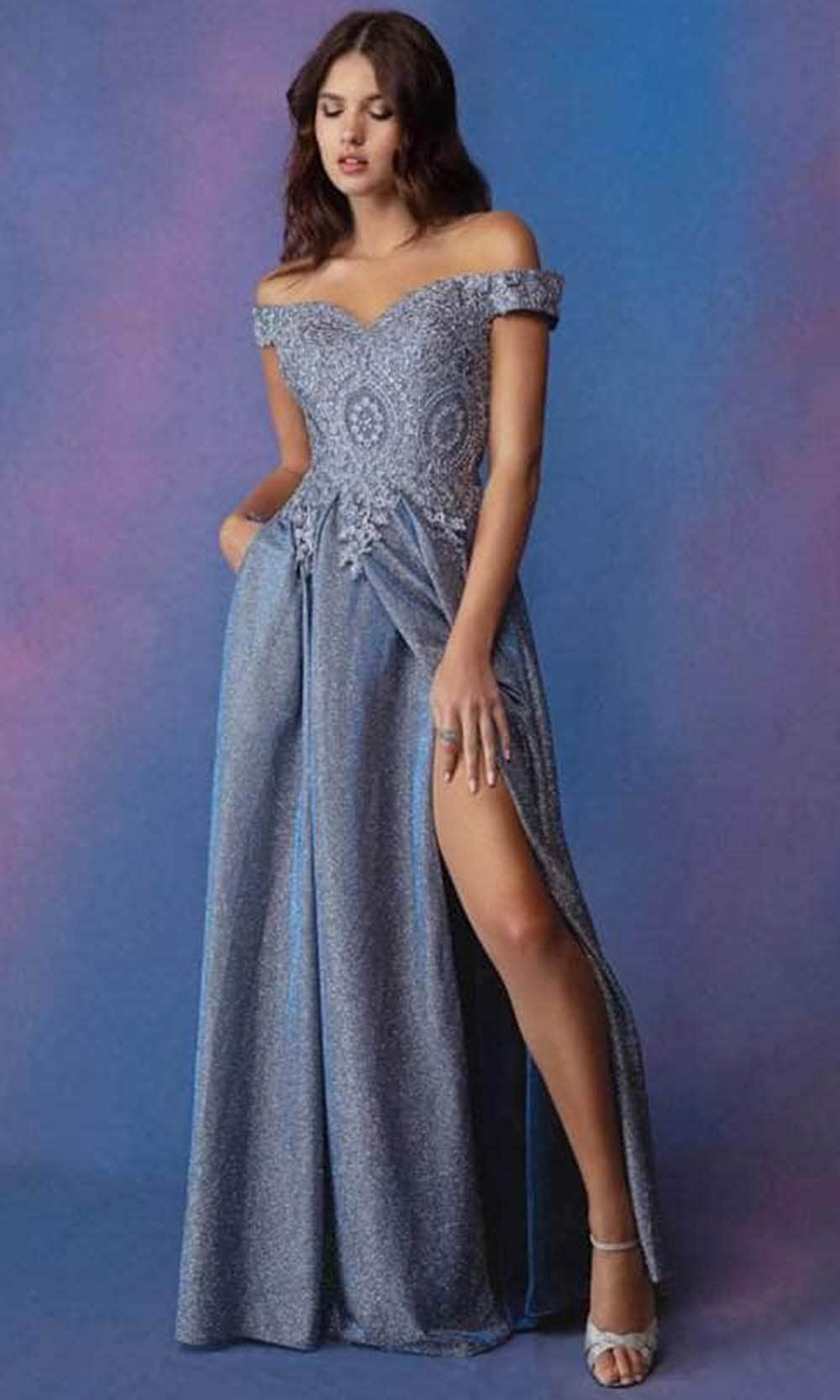 Eureka Fashion 9806 - Glittered Off-shoulder Evening Gown – Couture Candy