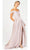 Eureka Fashion - 9808 Off Shoulder A-Line Gown with Slit Prom Dresses XS / Rose Gold