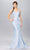 Eureka Fashion - 9811 Cold Shoulder V Neck Mermaid Dress Evening Dresses XS / Ice Blue