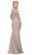Eureka Fashion - Embellished Jewel Neck Satin Sheath Evening Dress Special Occasion Dress
