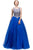 Eureka Fashion - Gilded Bateau Neck Mesh Ball Gown Special Occasion Dress XS / Royal/Gold