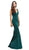 Eureka Fashion - Illusion Plunging V Neck Mermaid Evening Gown 6010 - 1 pc Hunter Green In Size M Available CCSALE M / Hunter Green