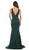 Eureka Fashion - Illusion Plunging V Neck Mermaid Evening Gown 6010 - 1 pc Hunter Green In Size M Available CCSALE M / Hunter Green