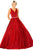 Eureka Fashion - Jersey Glitter V-neck Ballgown Prom Dresses XS / Red