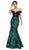 Eureka Fashion - Lace Off-Shoulder Floral Print Mermaid Dress Special Occasion Dress XS / Black/Hunter Green Flw