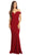 Eureka Fashion - Off-Shoulder Notched Foldover Sheath Evening Gown Special Occasion Dress XS / Burgundy