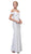 Eureka Fashion - Off-Shoulder Notched Foldover Sheath Evening Gown Special Occasion Dress XS / Off White