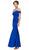 Eureka Fashion - Off-Shoulder Notched Foldover Sheath Evening Gown Special Occasion Dress XS / Royal