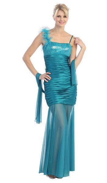 Eureka Fashion - Pleated Charmeuse Chiffon Mermaid Gown 1909 - 1 pc Jade In Size L Available CCSALE L / Jade