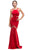 Eureka Fashion - Sheer Panels Halter Satin Trumpet Dress Special Occasion Dress XS / Red