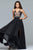 Faviana - 10000 Plunging Floral Embroidered Chiffon Gown Prom Dresses 0 / Black