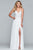 Faviana - 10005 Lacy V-neck Chiffon Evening Gown Special Occasion Dress 0 / Ivory