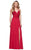 Faviana - 10005 Lacy V-neck Chiffon Evening Gown Special Occasion Dress 0 / Red