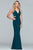 Faviana - 7541 V-neck evening dress with side cut-outs Prom Dresses 0 / Evergreen
