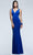 Faviana - 7541 V-neck evening dress with side cut-outs Prom Dresses 0 / Royal