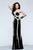 Faviana 7571 Strapless Linear Contrast Jersey Gown - 1 pc Black/Ivory in Size 10 Available CCSALE 10 / Black/Ivory