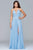 Faviana - 7747 Illusion Plunging Neck Strappy Open Back Chiffon Dress Prom Dresses 00 / Cloud Blue