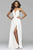 Faviana - 7747 Illusion Plunging Neck Strappy Open Back Chiffon Dress Prom Dresses 00 / Ivory