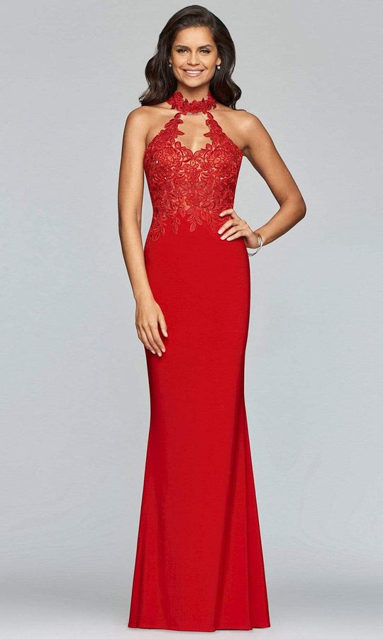 Faviana - 7750 High Halter Cutout Sheath Gown