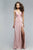 Faviana - 7755 Sleeveless V Neck High Slit Faille Satin Dress Evening Dresses 00 / Dusty Pink