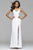 Faviana - 7755 Sleeveless V Neck High Slit Faille Satin Dress Evening Dresses 00 / Ivory