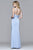 Faviana - 7755E Plunging Satin Dress with High Side Slit - 1 pc Periwinkle In Size 18E Available CCSALE 18E / Periwinkle