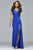 Faviana - 7954 Long stretch faille satin dress with side cutouts CCSALE 00 / Royal