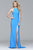 Faviana - 7976 Long  jersey halter dress with open back Special Occasion Dress 0 / Sea Blue