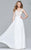 Faviana - 8000 Lace Appliqued Long Mesh V-Neck Dress Prom Dresses 0 / Ivory