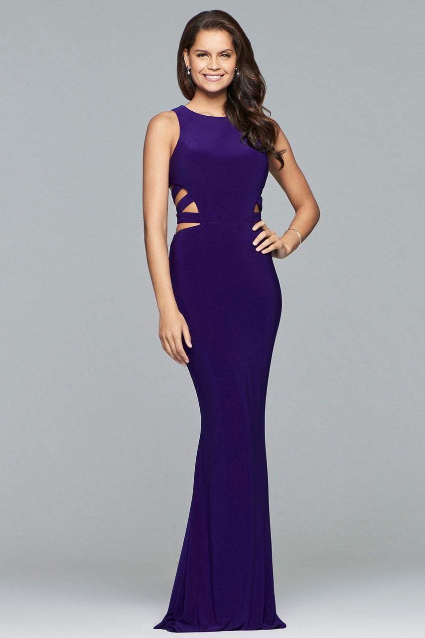 Faviana - 8018 Banded Cutout Jersey Sheath Gown – Couture Candy