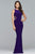 Faviana - 8018 Banded Cutout Jersey Sheath Gown Special Occasion Dress 0 / Deep Violet