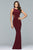 Faviana - 8018 Banded Cutout Jersey Sheath Gown Special Occasion Dress 0 / Wine