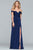 Faviana - 8083 Off-Shoulder Surplice Sheath Gown - 1 pc Navy in Size 4 Available CCSALE 4 / Navy