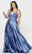 Faviana - 9498 Spaghetti Strap A-Line Gown Prom Dresses 12W / Steel Blue