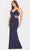 Faviana 9540 - Gilded Applique V-Neck Prom Dress Prom Dresses 12W / Navy/Gold
