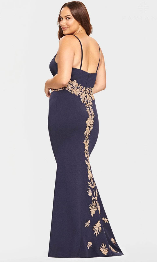 Faviana 9540 - Gilded Applique V-Neck Prom Dress