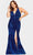 Faviana 9542 - Velvet Sequin Halter Evening Dress Prom Dresses 12W / Royal