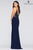 Faviana - Applique Deep V-neck Jersey Fitted Dress S10275 - 1 pc Navy In Size 2 Available CCSALE 2 / Navy