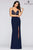 Faviana - Applique Deep V-neck Jersey Fitted Dress S10275 - 1 pc Navy In Size 2 Available CCSALE 2 / Navy