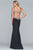 Faviana - Beaded Fitted Neoprene Gown s7916 - 1 Pc Navy in size 0 Available CCSALE