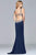 Faviana - Beaded Fitted Neoprene Gown s7916 - 1 Pc Navy in size 0 Available CCSALE