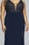 Faviana - Lace Applique V-Neck Jersey Sheath Dress 9463 - 2 pcs Navy In Size 18W Available CCSALE