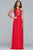 Faviana - Lace Appliqued Illusion Halter Evening Dress S10203 - 1 pc Navy in Size 2, 1 pc Red in Size 2, and 1 pc Royal in Size 2 Available CCSALE 2 / Red