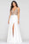 Faviana - Lace Bodice Satin High Slit Dress 10407 - 1 pc Ivory/Gold In Size 6 Available CCSALE 6 / Ivory/Gold