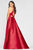 Faviana - Plunging V-Neck Charmeuse A-line Dress S10403 - 1 pc Red In Size 14 Available CCSALE 14 / Red