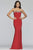 Faviana - S10200 Beaded Tulle Neckline Strapless Jersey Dress Evening Dresses 00 / Red