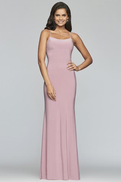 Faviana - S10205 Scoop Neck Lace-Up Back Jersey Dress Evening Dresses 00 / Mauve